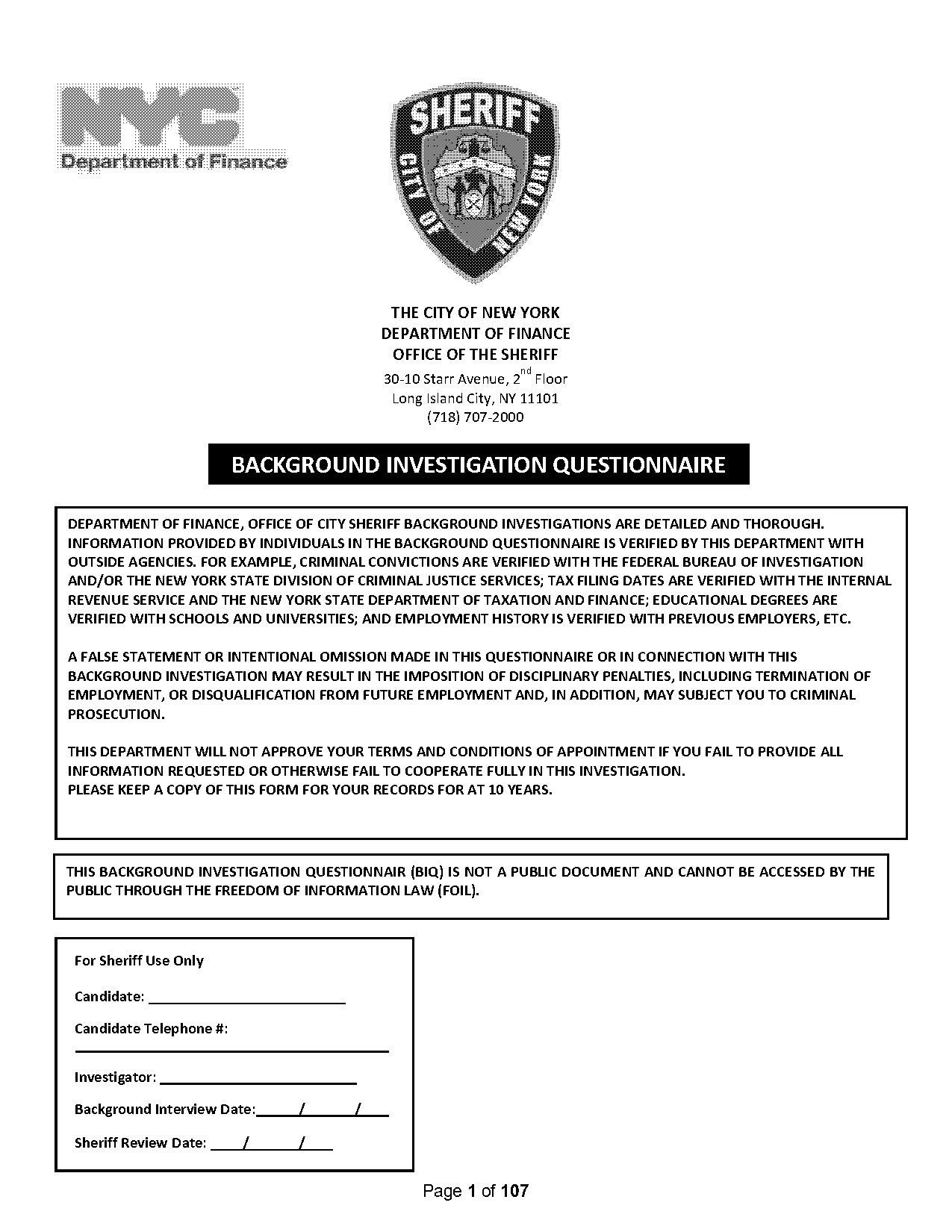 doi background investigation questionnaire